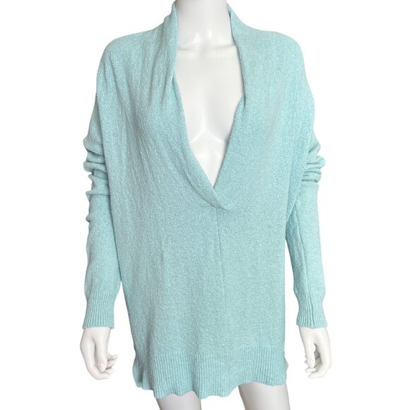 Lilla P Light Blue Knit Open Front Cardigan Sweater Long Sleeve Womens Size L - Picture 1 of 7